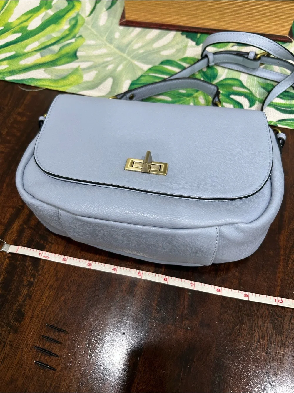 Merona Light Gray/ Blue Structured Top-Handle Crossbody Bag